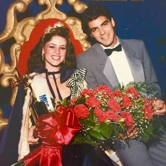 George Clooney with Miss Drill Team USA 1986